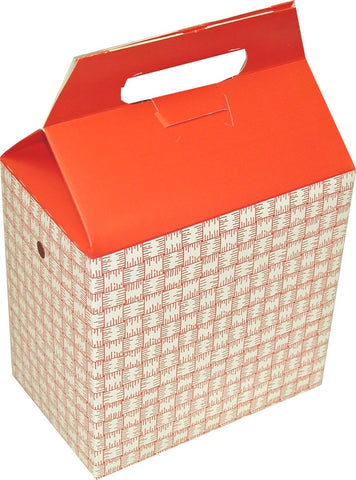 Dixie Red Plaid Medium Auto Bottom Handled Take Out Carton -- 125 per case.