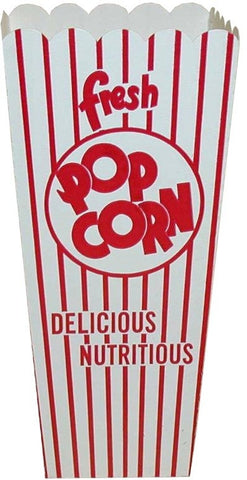 Dixie Red and White Stripe Quick Fill Scoop Popcorn Box, 2.5 x 3.5 x 7.75 inch -- 500 per case.
