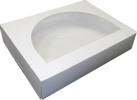 Dixie White 1/2 Sheet Plain Windowed Cake Box, 19 x 14 x 4 inch -- 50 per case.