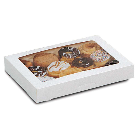 Dixie White Flat Dozen Donut Box with Insert, 16 x 12 x 2.25 inch -- 100 per case.