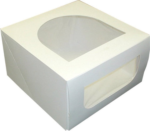 Dixie White Round Windowed Plain Cake Box, 9 inch -- 100 per case.