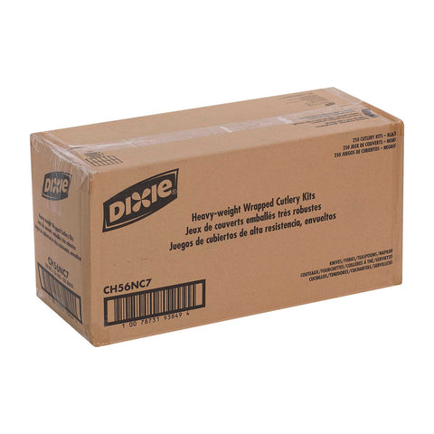 Dixie Black Heavyweight Polystyrene Wrapped Cutlery Kit -- 250 per case.