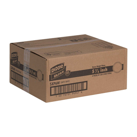 Dixie 5.875 inch Paper Plate, White-- 1000 per case.