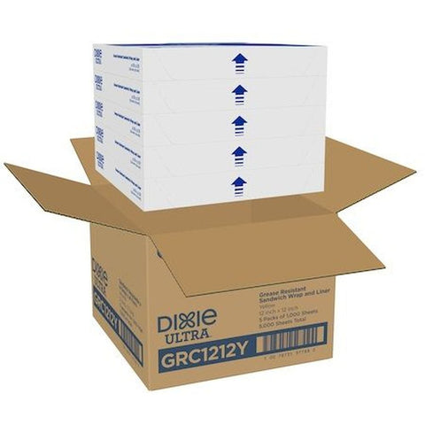 Dixie Ultra Yellow Highly Grease Resistant Sandwich Wrap and Liner, 12 x 12 x 2.5 inch - 1000 sheets per pack -- 5 packs per case