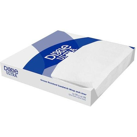 Dixie Ultra White Highly Grease Resistant Sandwich Wrap and Liner, 12 x 12 x 2.5 inch - 1000 sheets per pack -- 5 packs per case
