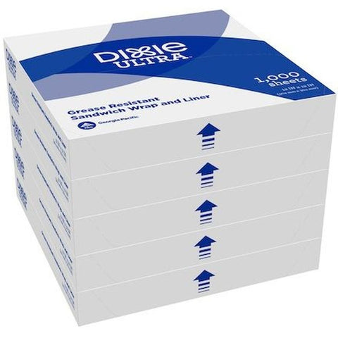 Dixie Ultra White Highly Grease Resistant Sandwich Wrap and Liner, 12 x 12 x 2.5 inch - 1000 sheets per pack -- 5 packs per case