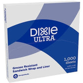 Dixie Ultra White Highly Grease Resistant Sandwich Wrap and Liner, 12 x 12 x 2.5 inch - 1000 sheets per pack -- 5 packs per case