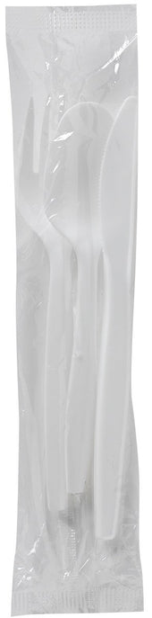 Dixie Medium Weight White Polypropylene Wrapped Cutlery Kit -- 250 per case