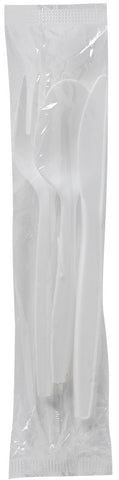 Dixie Medium Weight White Polypropylene Wrapped Cutlery Kit -- 250 per case