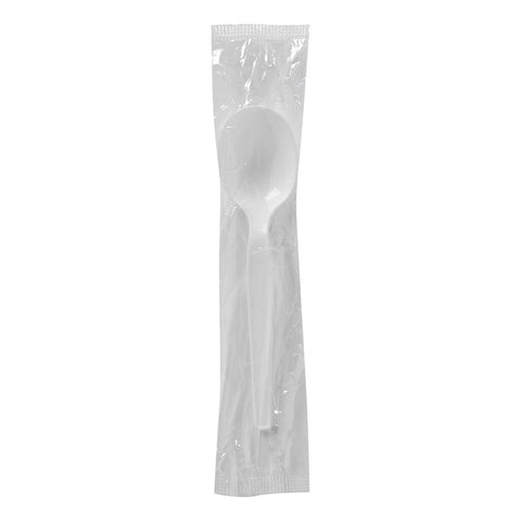 Dixie Individually Wrapped White Medium Weight Polypropylene Soup Spoon -- 1000 per case.