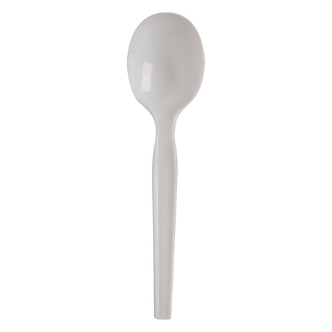 Dixie Individually Wrapped White Medium Weight Polypropylene Soup Spoon -- 1000 per case.