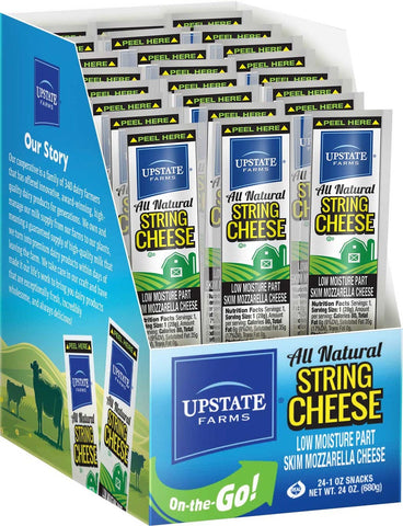 Upstate Farms Low Moisture Part Skim String Cheese, 1 Ounce -- 48 per case.