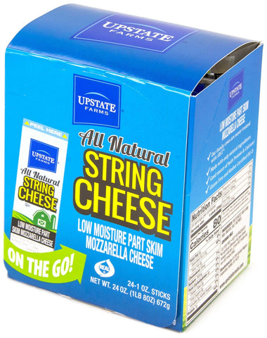 Upstate Farms Low Moisture Part Skim String Cheese, 1 Ounce -- 48 per case.