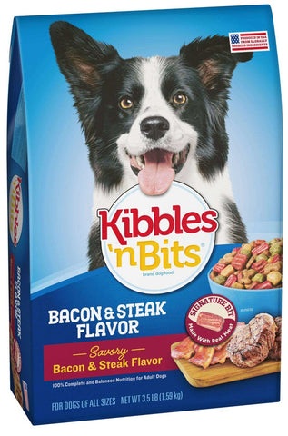 Kibbles N Bits Bacon and Steak Dry Dog Food, 3.5 Pound -- 4 per case.
