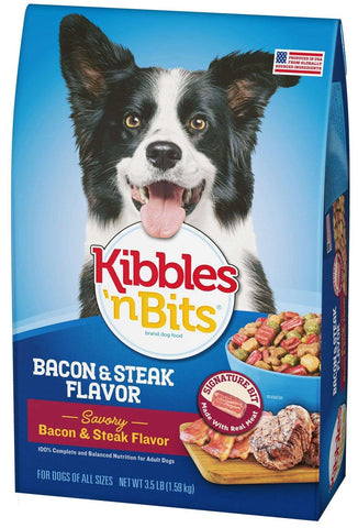 Kibbles N Bits Bacon and Steak Dry Dog Food, 3.5 Pound -- 4 per case.