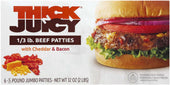 Thick N Juicy Beef Patty with Cheddar and Bacon, 5.33 Ounce -- 12 per case.