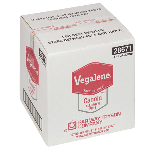 Vegalene Canola Allergen Free Food Release Oil, 1 Gallon -- 4 per case.