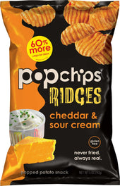 Popchips Cheddar and Sour Cream Ridges Popped Potato Chips, 5 Ounce -- 12 per case.