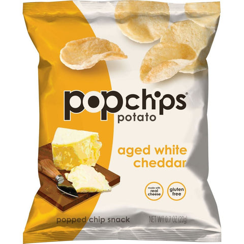 Popchips Aged White Cheddar Potato Chip, 0.7 Ounce -- 24 per case