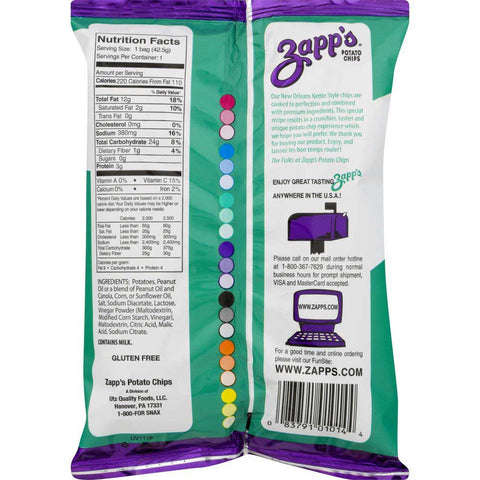 Zapps Salt and Vinegar Potato Chips, 1.5 Ounce -- 60 per case.