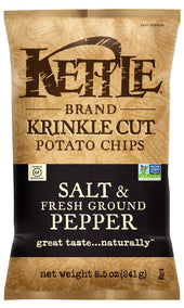 Kettle Krinkle Cut Salt and Fresh Ground Pepper Potato Chips - 9 oz. bag, 12 per case