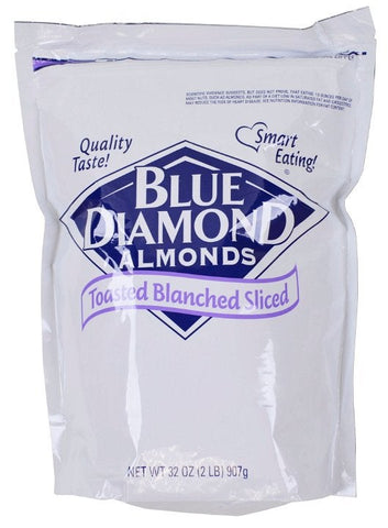 Sugar Foods Sliced Toasted Blanched Almonds, 2 Pound -- 8 per case.