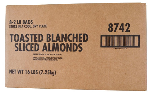 Sugar Foods Sliced Toasted Blanched Almonds, 2 Pound -- 8 per case.