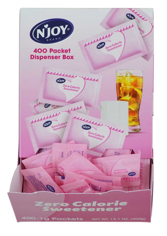 Njoy Pink Saccharin Sugar Substitute, 1 Gram - 400 per pack -- 4 packs per case.