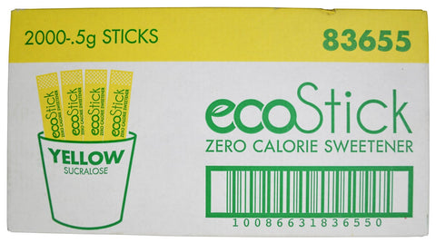 ecoStick Zero Calorie Sweetener Sucralose Yellow Packets, 0.5 Gram -- 2000 per case