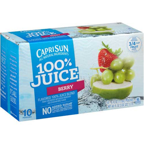Capri Sun 100 Percent Juice Berry Juice Pouch, 6 Ounce -- 40 per case