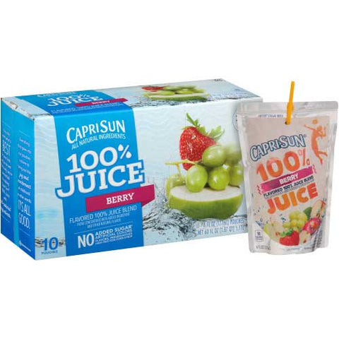 Capri Sun 100 Percent Juice Berry Juice Pouch, 6 Ounce -- 40 per case