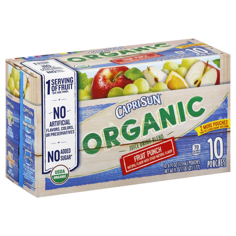 Capri Sun Organic Soft Drink Fruit Punch, 60 Fluid Ounce -- 4 per case.