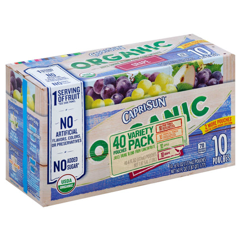 Capri Sun Organic Soft Drink Grape, 60 Fluid Ounce -- 4 per case.