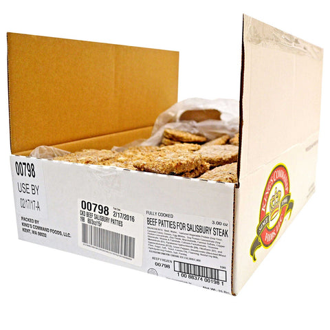 Kings Command Foods Cooked Beef Salisbury Steak, 3 Ounce -- 80 per case.