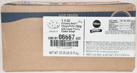 General Mills Pillsbury Best Doughboys Chocolate Chip Cookie with Candy Pieces Dough, 1.5 Ounce -- 216 per case.