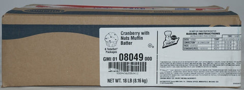 General Mills Pillsbury Tubeset Cranberry Nut Muffin Batter, 3 Pound -- 6 per case.