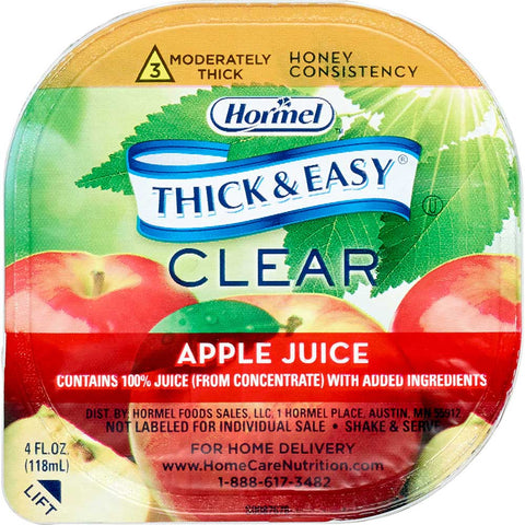 Hormel Health Labs Thick and Easy Thickened Apple Juice, Honey Consistency Portion Control Cups, 4 Ounce -- 24 per case