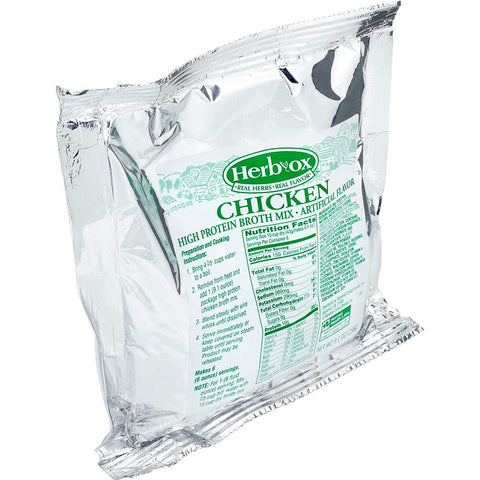 Herb-Ox High Protein Chicken Broth - 9.1 oz. pouch, 12 per case