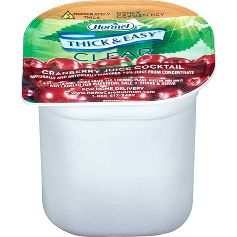 Hormel Health Labs Thick and Easy Thickened Cranberry Juice Cocktail, Honey Consistency Portion Control Cups, 4 Ounce -- 24 per case