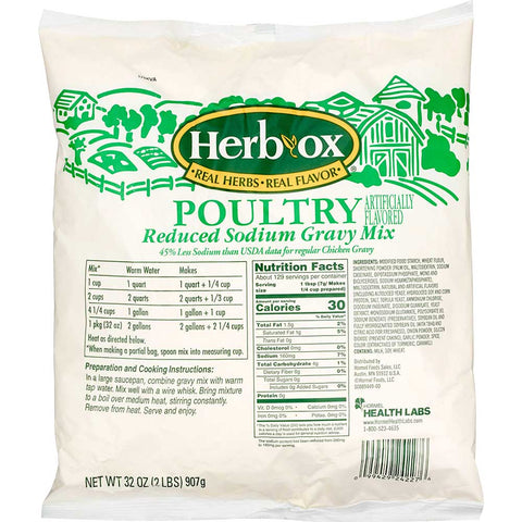 Hormel Health Labs HERB-OX Reduced Sodium Poultry Gravy Mix, 32 Ounce -- 6 per case