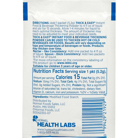 Hormel Healthlabs Thick and Easy Instant Food Thickener, 6.5 Gram -- 200 per case.