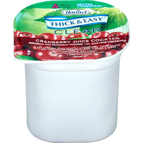 Hormel Health Labs Thick and Easy Thickened Cranberry Juice Cocktail, Nectar Consistency Portion Control Cups, 4 Ounce -- 24 per case