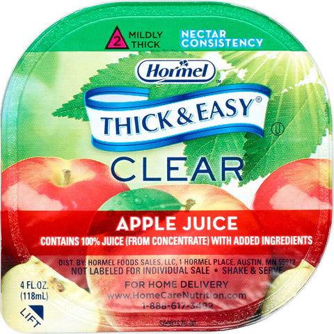 Hormel Health Labs Thick and Easy Thickened Apple Juice, Nectar Consistency Portion Control Cups, 4 Ounce -- 24 per case