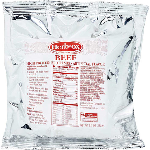 Herb-Ox High Protein Beef Broth - 9.1 oz. packet, 12 per case