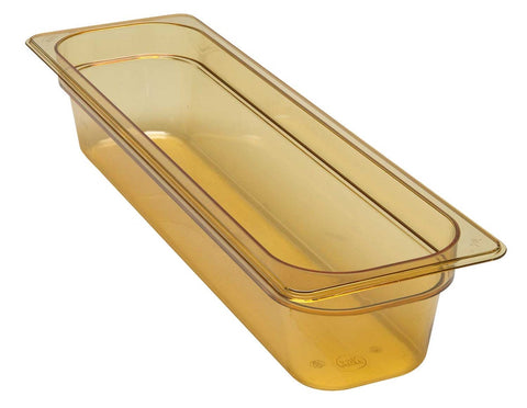 H Pan Half Size Long Food Storage Pan, Amber, 6 3/8 x 20 7/8 x 4 inch -- 6 per case.