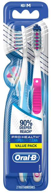 Oral B Manual Crossaction Adult Long Handle Medium Toothbrush, 2 count per pack -- 72 per case.