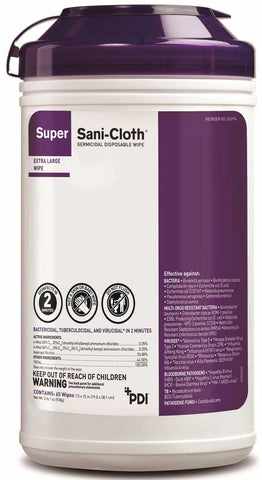 Sani Professional Sani Cloth Super Disinfectant Wipes, 65 count per pack -- 6 per case.