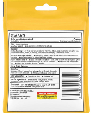 Halls Mentho Lyptus Honey Lemon Cough Drop, 0.02 Pound - 12 count per pack -- 4 packs per case