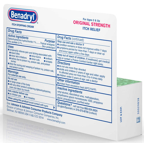 Pfizer Benadryl Original Strength Topical Analgesic Itch Stopping Cream, 1 Ounce -- 24 per case
