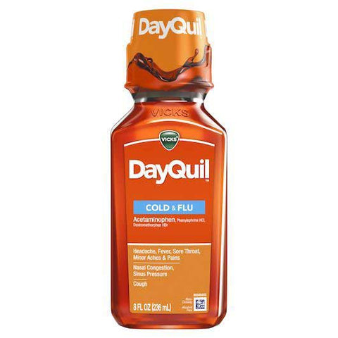 Vicks Dayquil Cold and Flu Multi Symptom Relief Liquid, 8 Fluid Ounce -- 12 per case